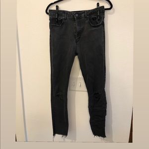 Zara Distressed Black Denim Skinny Jeans